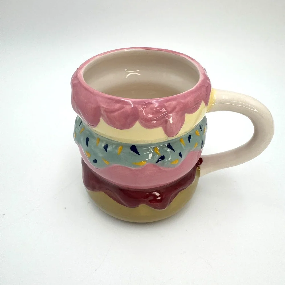 Room Essentials Earthenware Donut Mug 16oz Donut Stack Microwave Dishwasher Safe